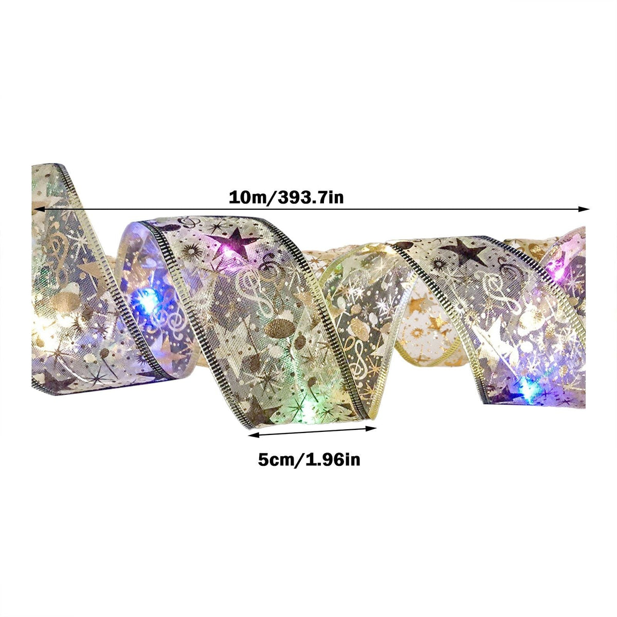 LED Ribbon Fairy Strings Lights Holiday Christmas Tree Decorations Party Ornaments