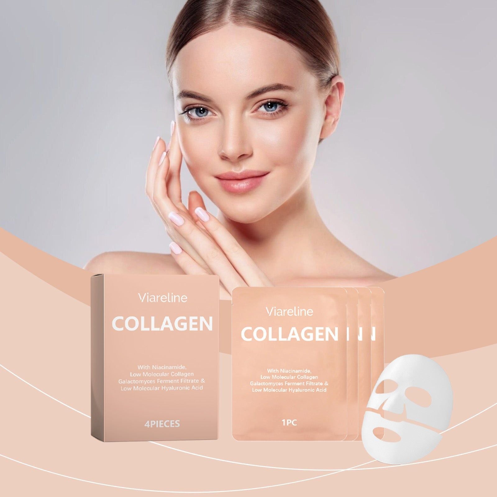 Collagen Hydrating Mask, Facial Care, Deep Moisturizer, Pre-Makeup Glow ,4pcs
