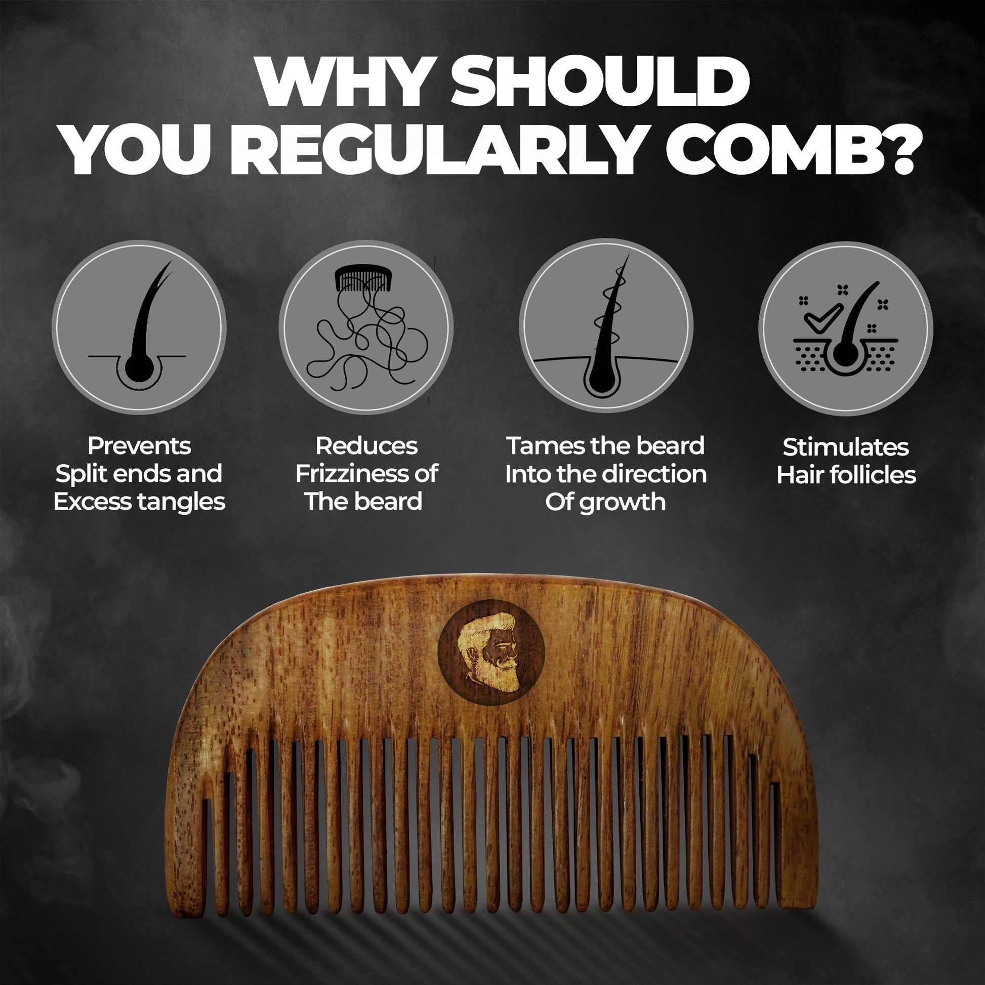Beardo Compact Wooden Comb