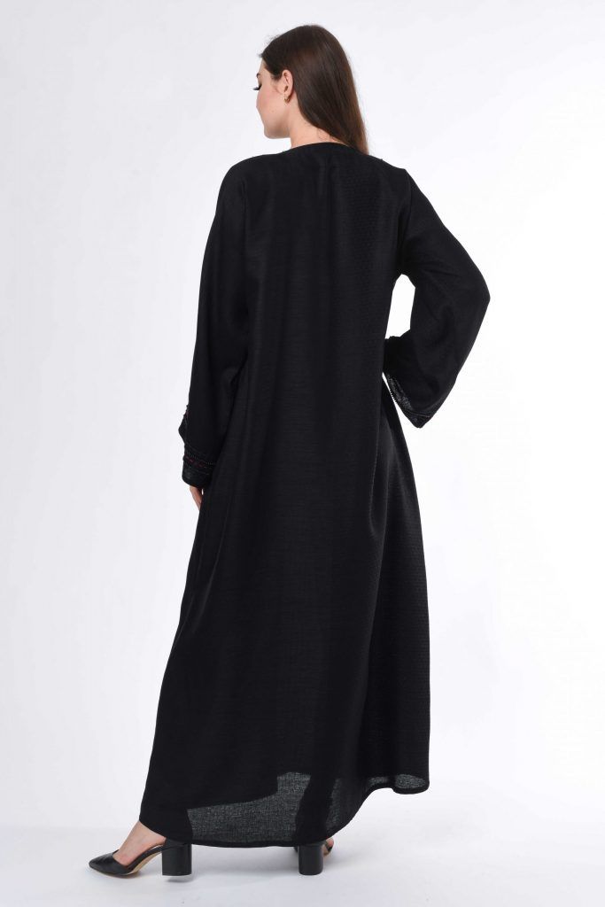 MOiSTREET Black Abaya with hand embroidery