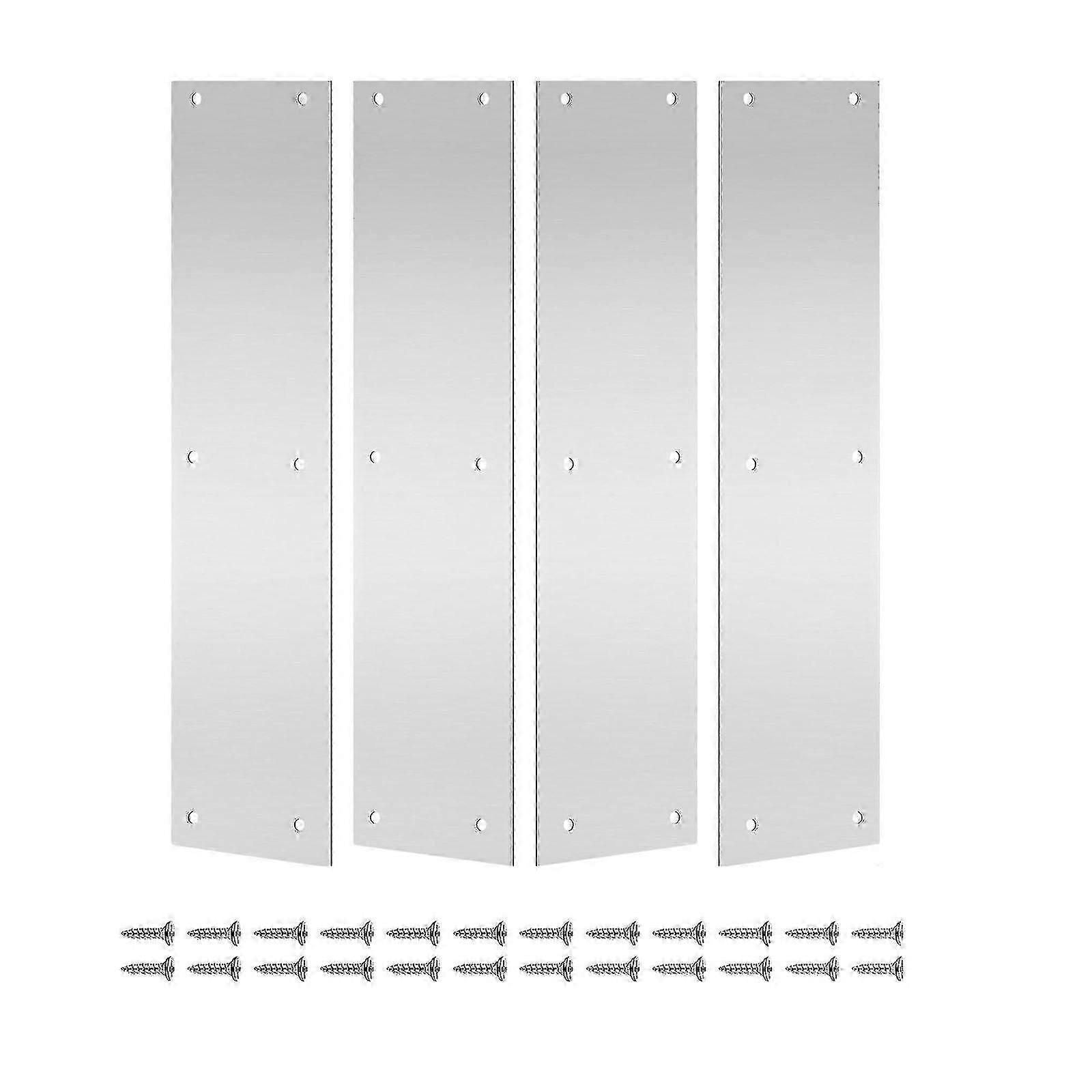 4pcs Stainless Steel Door Kick Plates for Interior Exterior Protection Anti-Scratch Push Plate Door Bottom Guard Home Use