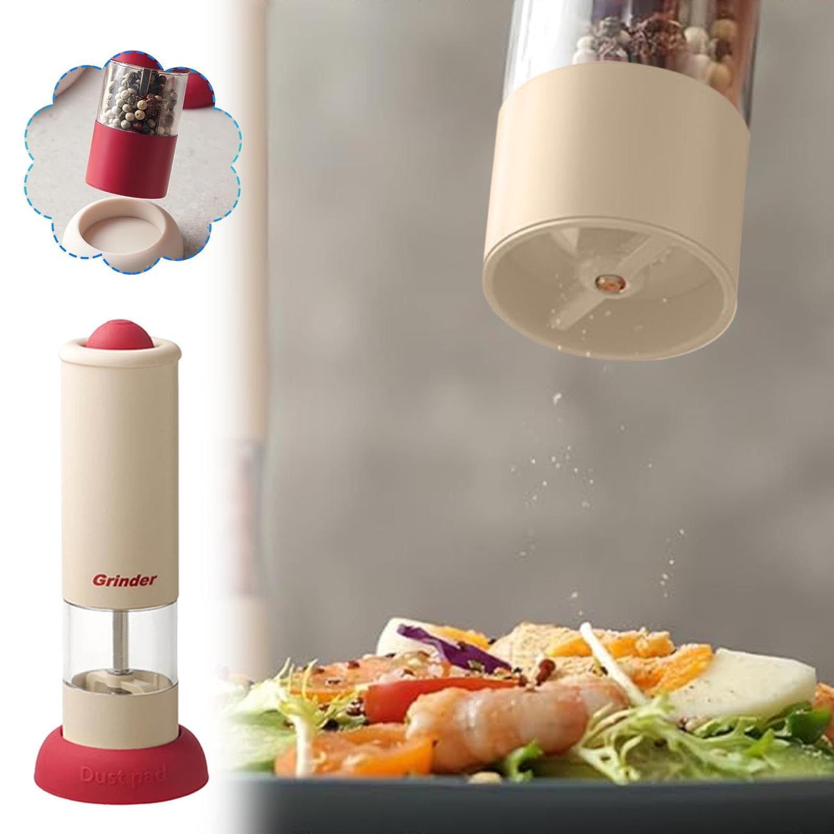 Electric Pepper and Salt Grinder Set Battery Powered Ground Seasoning Pepper for Home Kitchen