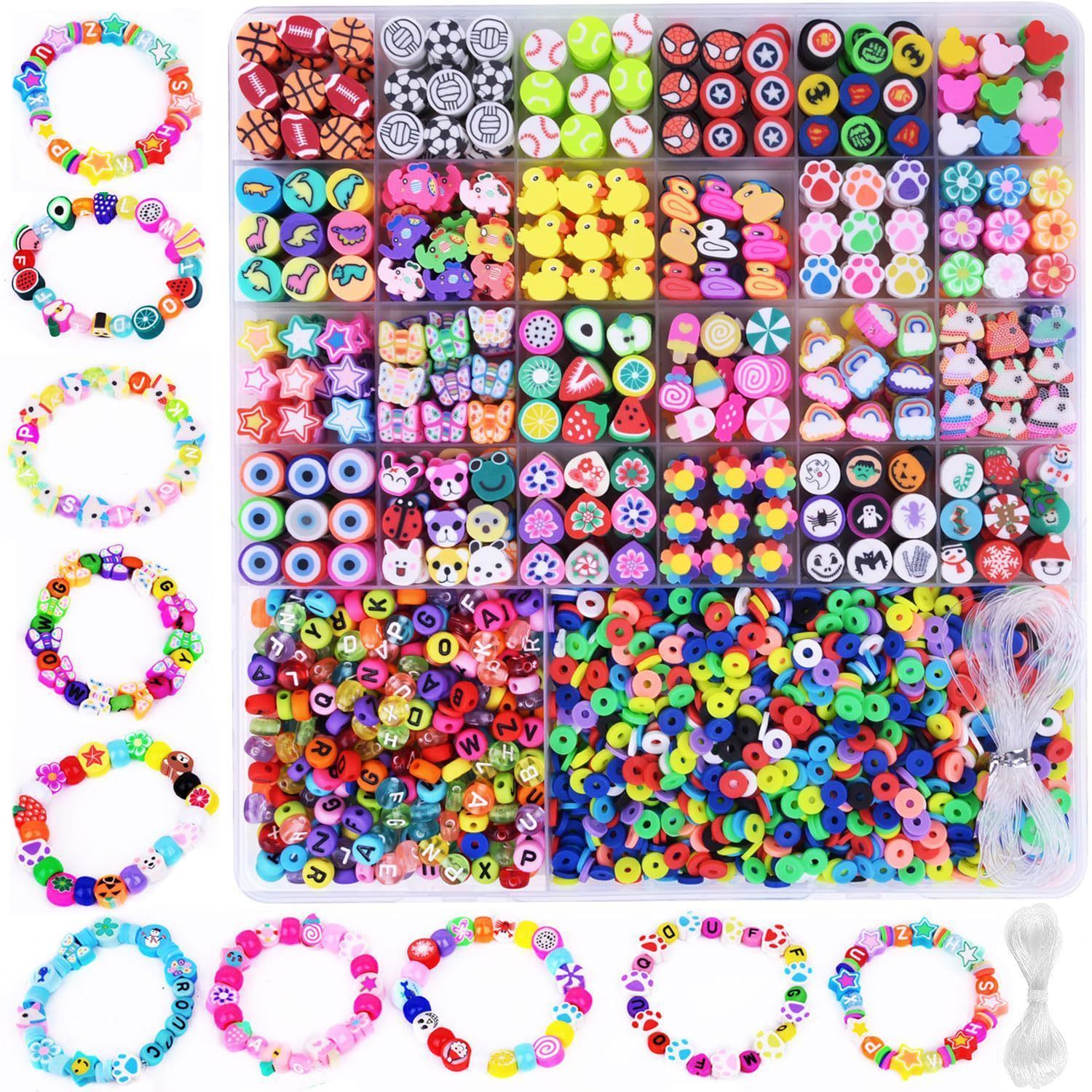 2480pcs Polymer Clay Beads Bracelet Making kit Beads DIY Jewelry Accessories for Necklace Earring Making
