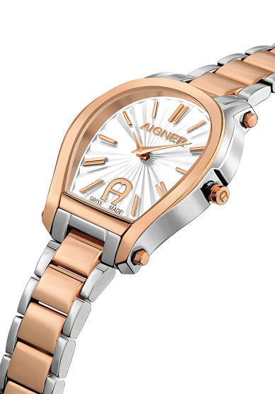 AIG PAV-L SS/RG CAS SIL WHT DIAL SS/RG MTL BRT