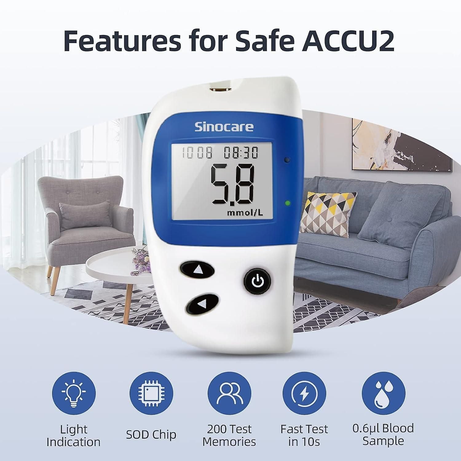 Safe Accu2 Blood Glucose Meter Blood Glucose Monitor Kit With 50 Strips And Lancets For Diabetes