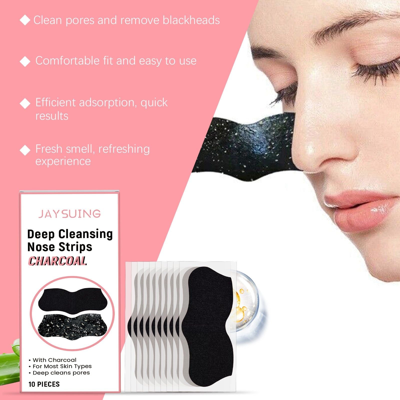 Deep Cleansing Blackhead Nose Strips for Facial Care, Pore Purifying, Acne Treatment ,10pieces