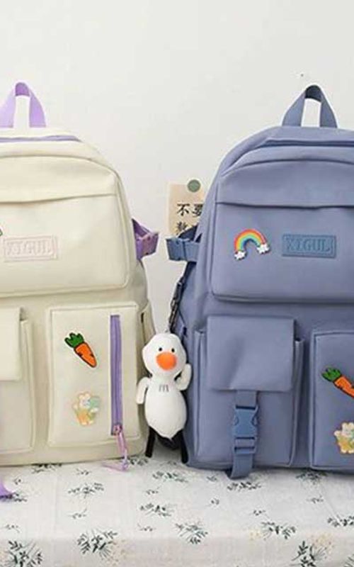 4 Pcs/Set Canvas School Bags Backpack – Durable, Stylish Backpack Set for Kids, Teens & Students
