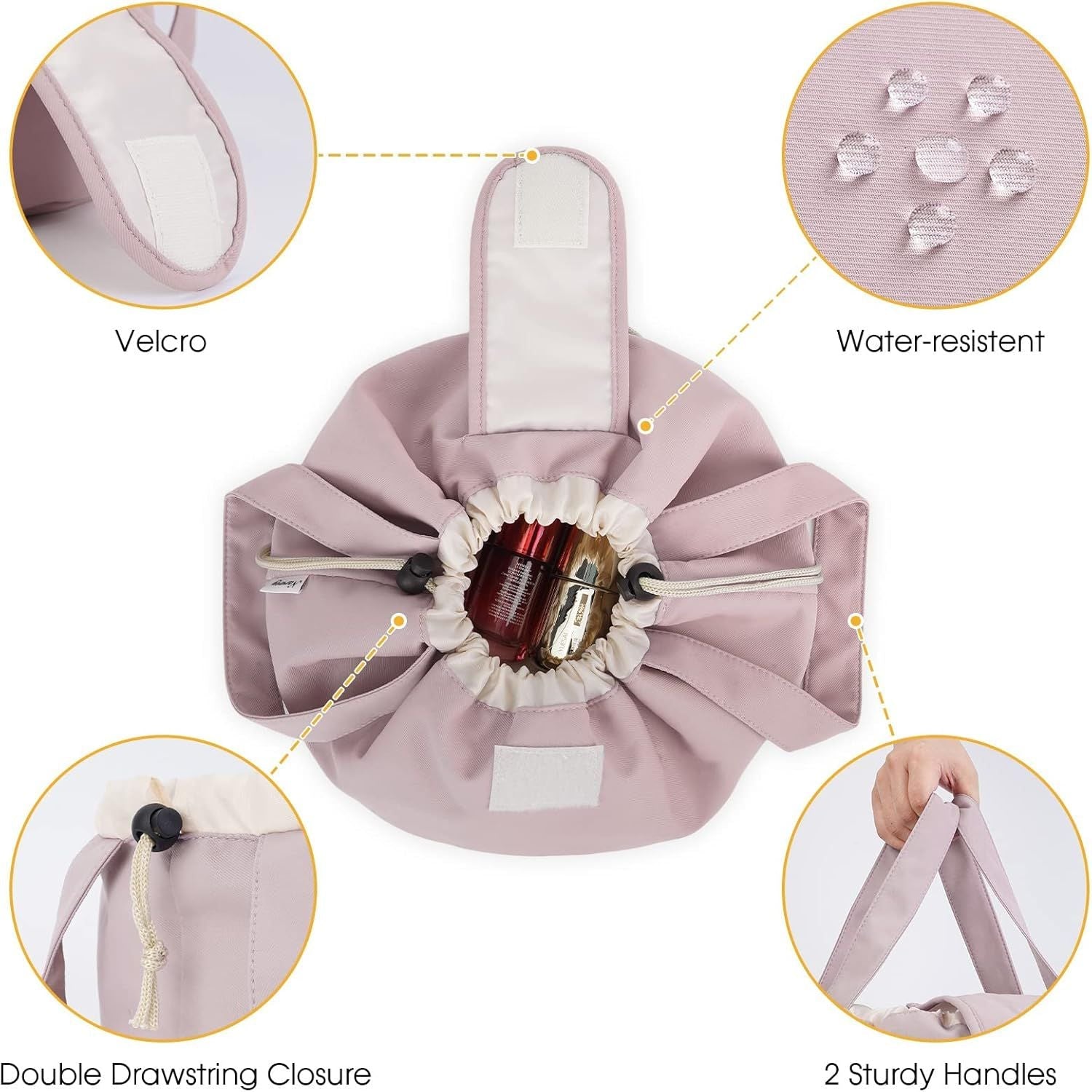 Large Drawstring Makeup Bag Women Travel Toiletry Organizer Essential Accessories
