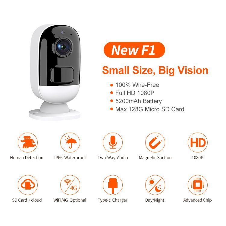 Outdoor Security Camera Wireless 1080P Home Surveillance with Solar Panel