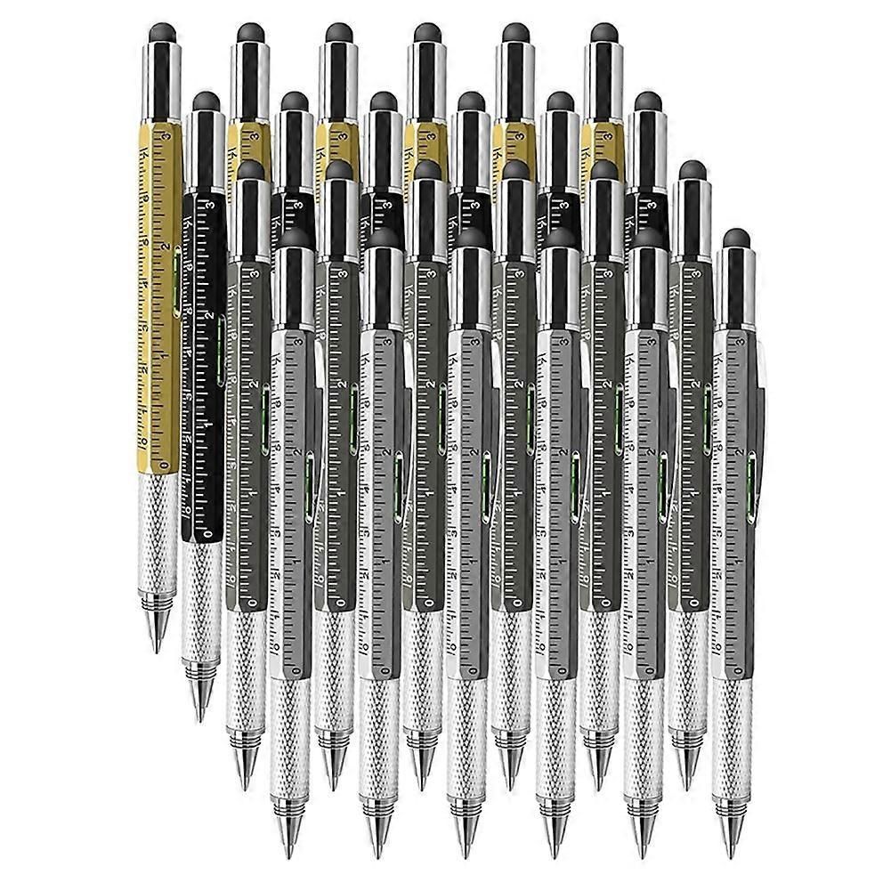 24 PCS 6-in-1 Multitool Pen with Ruler, Level, Stylus, Screwdrivers - Ideal Gift for Men