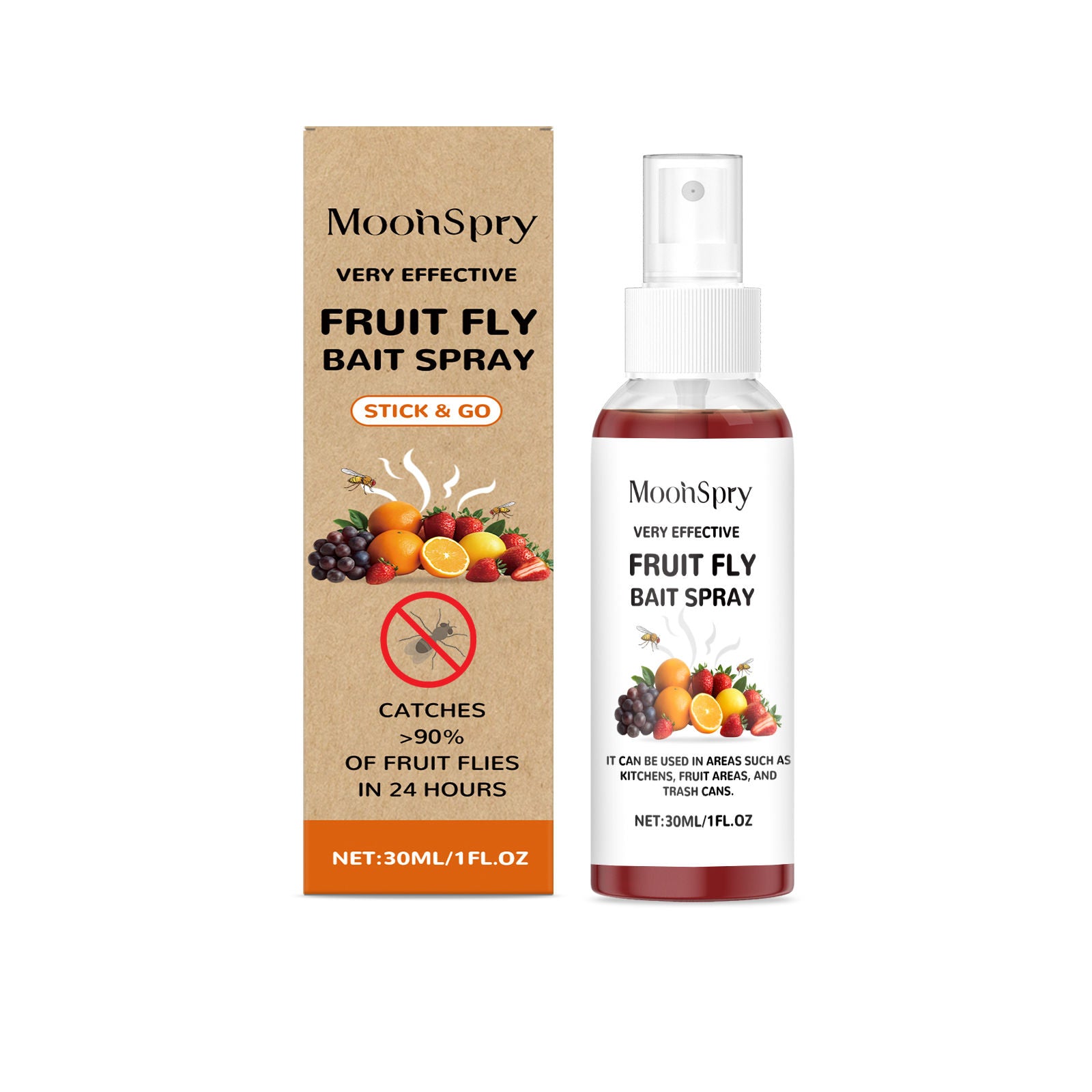 Effective Fruit Fly Trap Spray, Household Cleaning, Kitchen Pest Control, Easy to Use ,30ml