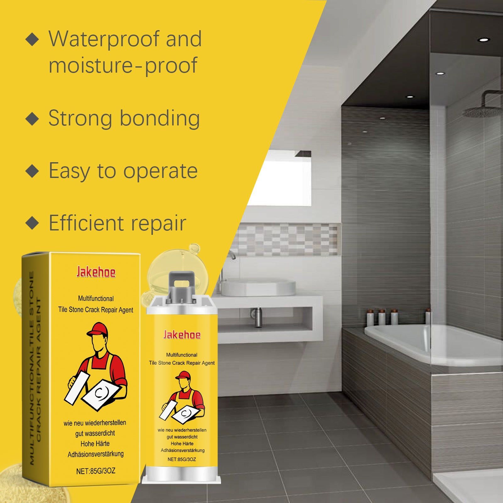 Fast Tile Mending Glue, Crack Repair Adhesive for Ceramic Marble, Durable & Easy to Use ,1set