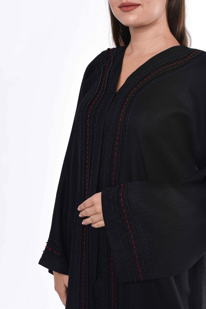 MOiSTREET Black Abaya with hand embroidery