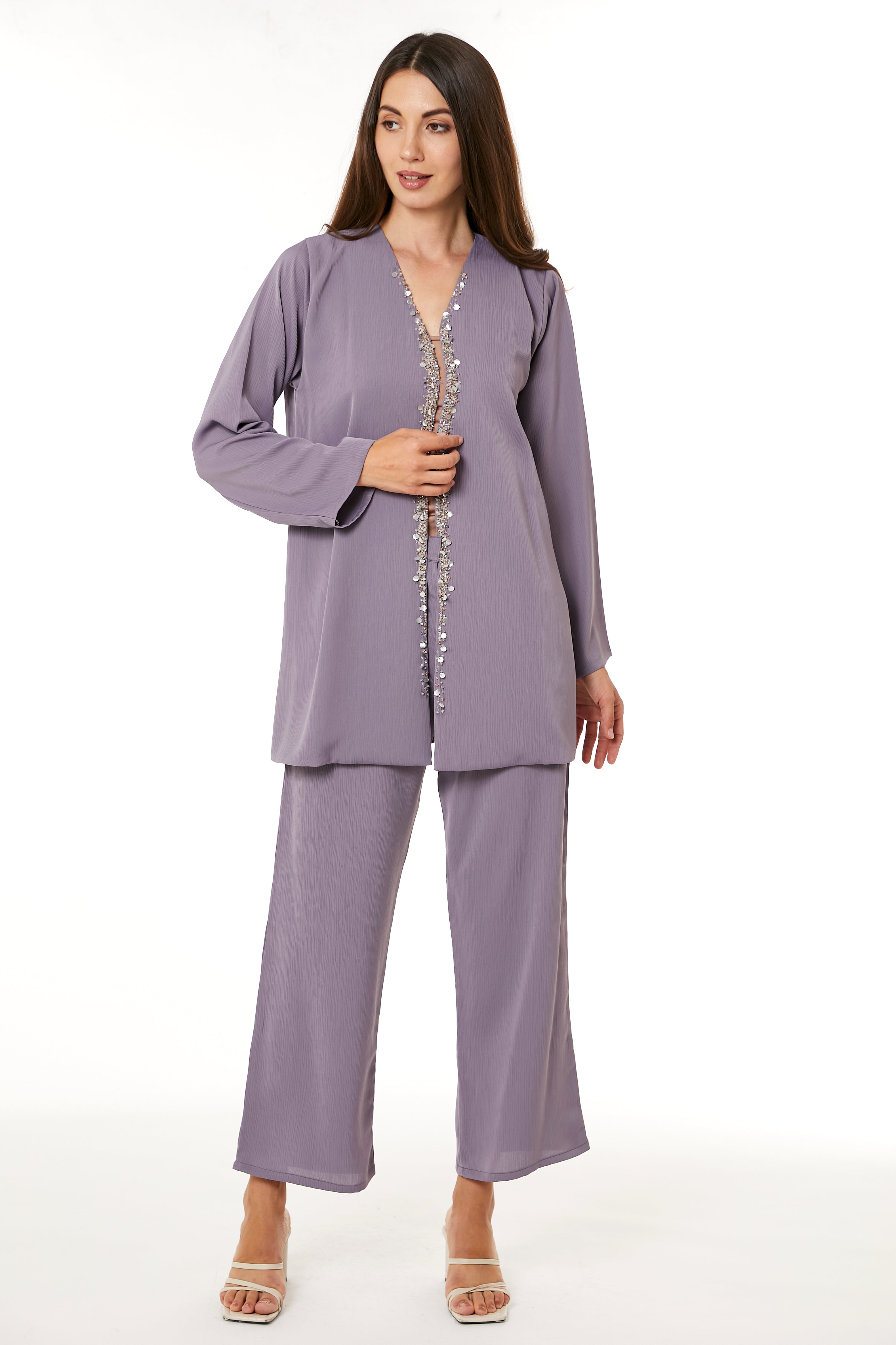MOiSTREET Purple Zoom Top and Pants Set