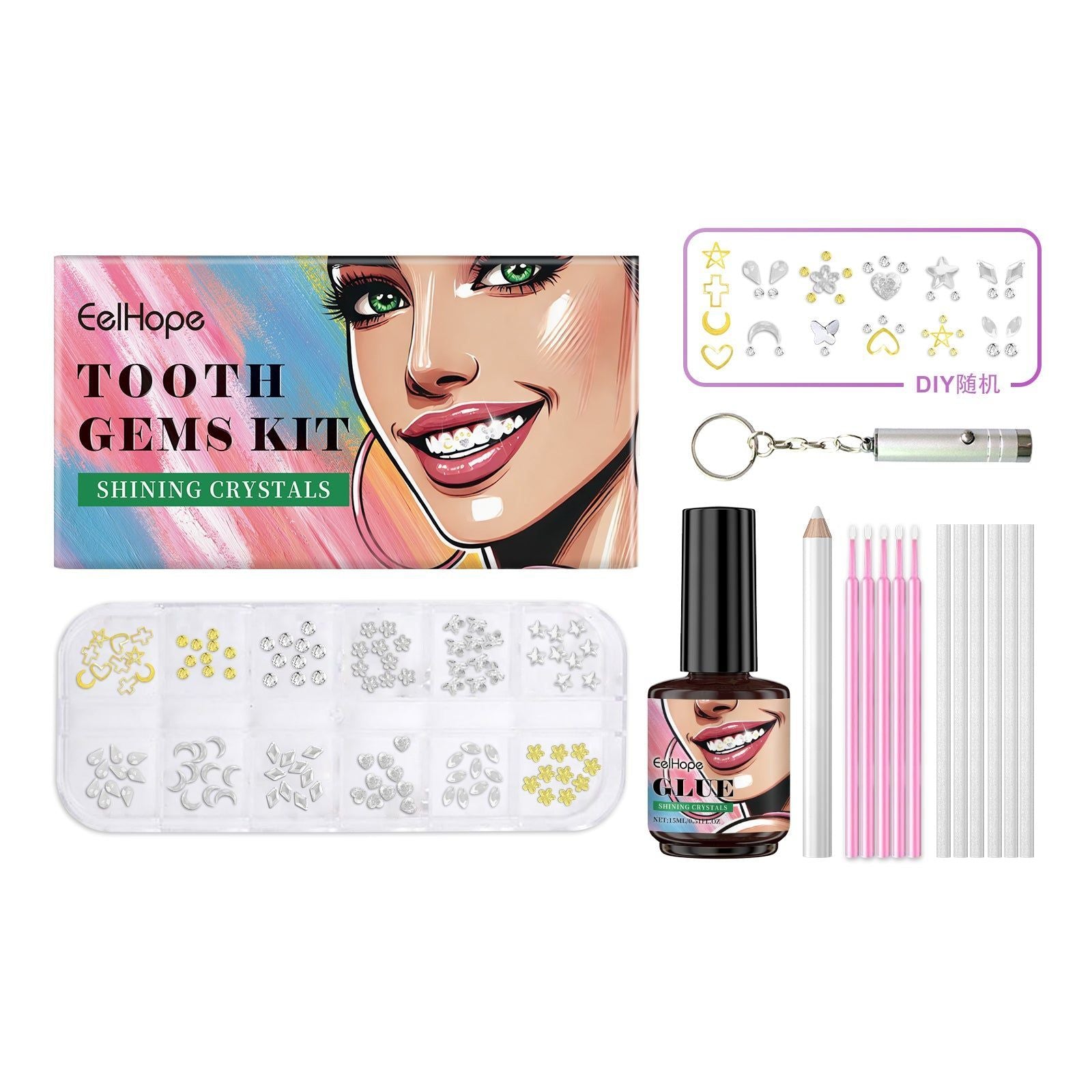 Cosmetic Dentistry Smile Makeover Set, Sparkling Tooth Decor, Light Up Your Style ,1set