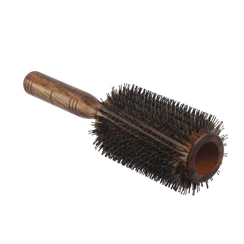 Wooden Boar Bristle Round Hair Brush for Blow Dry Styling