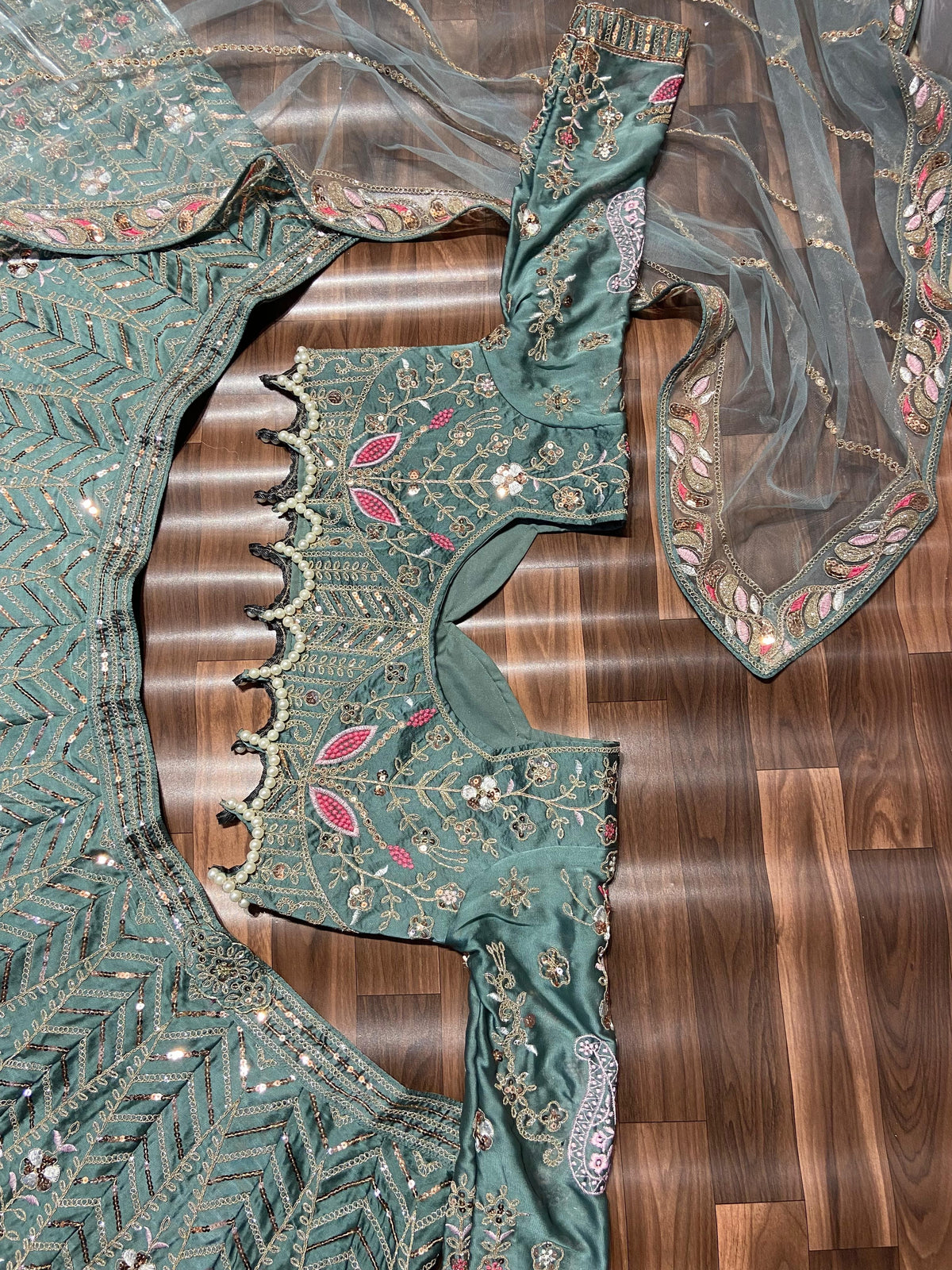 Fab Zone Designer Lehenga Choli With Hand Pearl Work