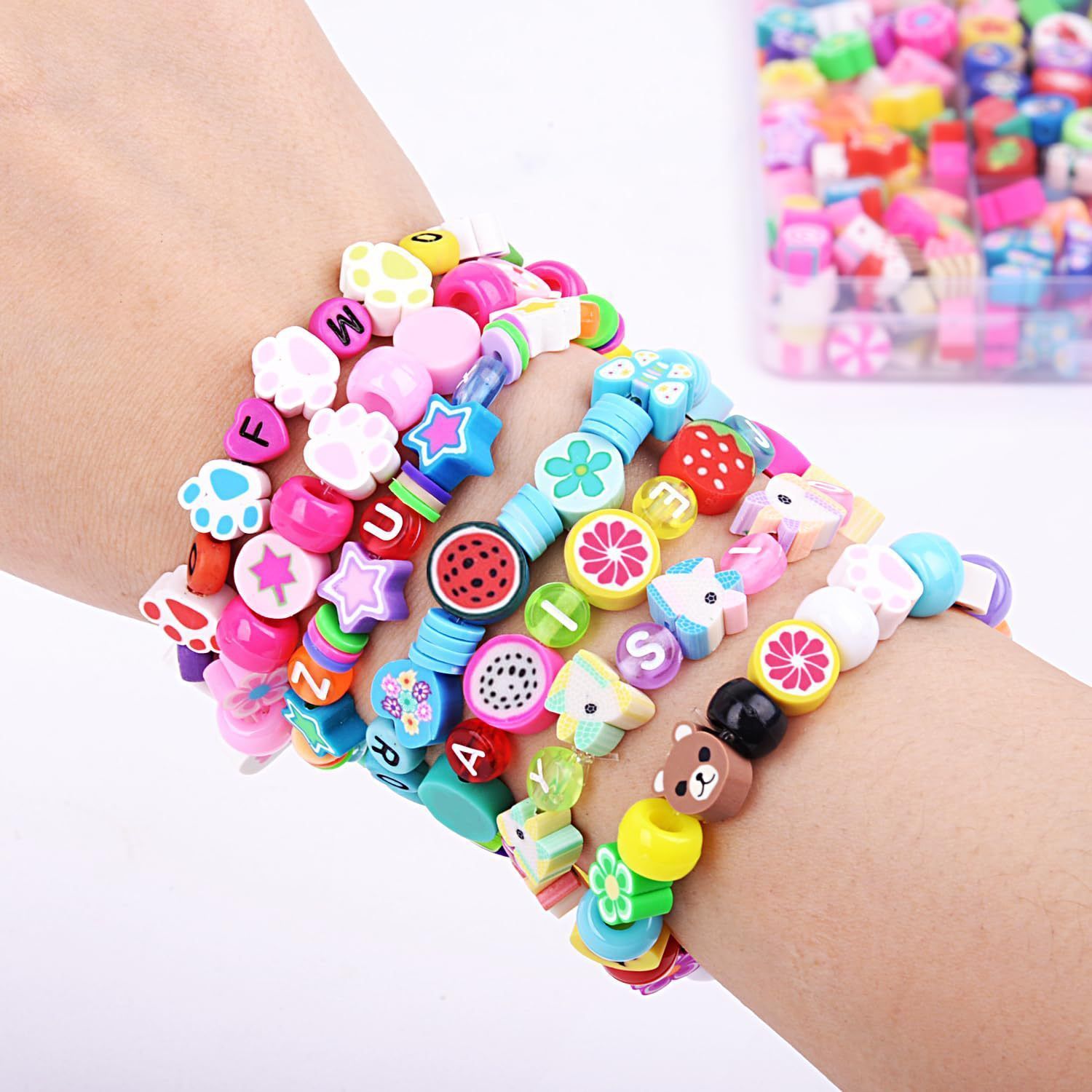 2480pcs Polymer Clay Beads Bracelet Making kit Beads DIY Jewelry Accessories for Necklace Earring Making