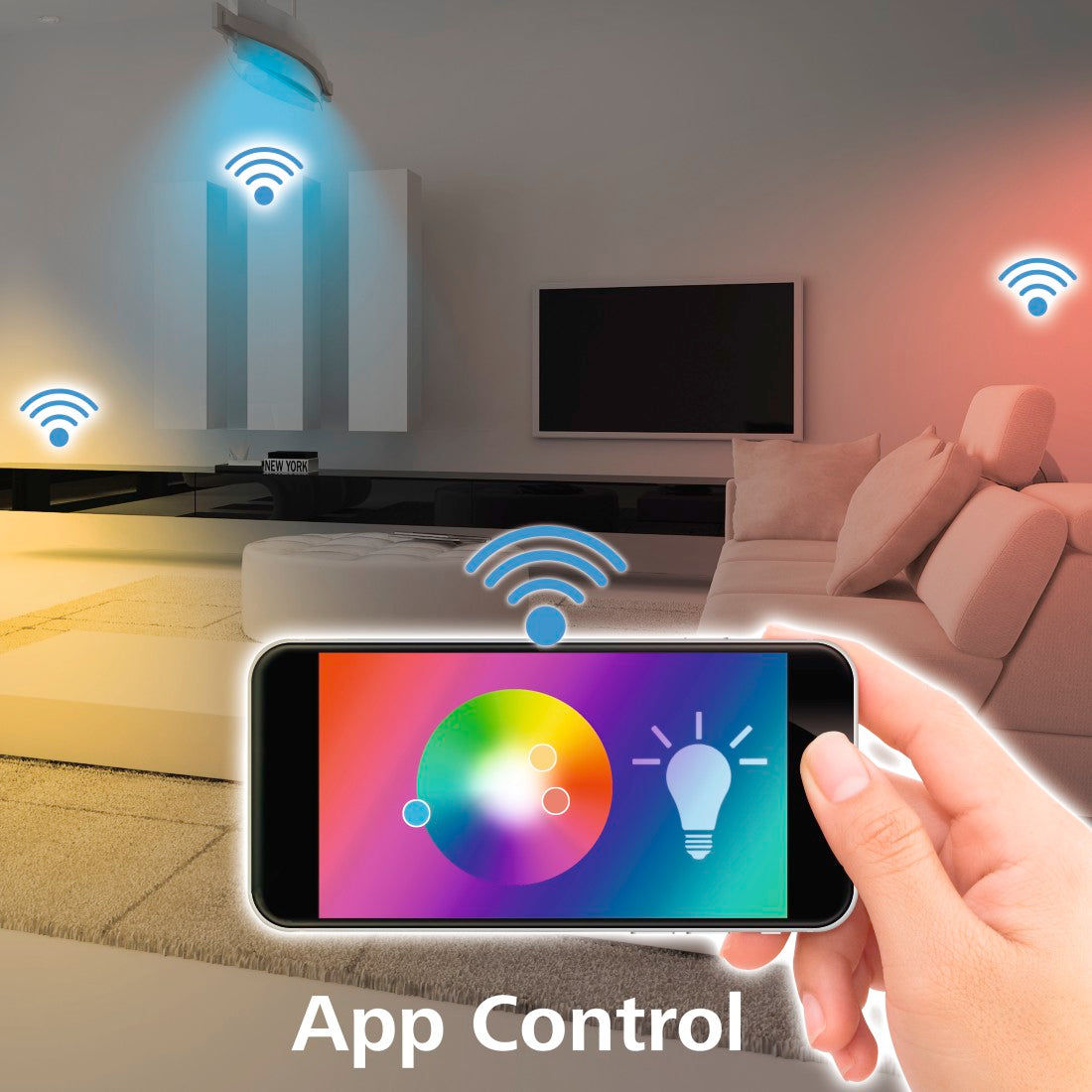 مصباح Hama 176547 WiFi-LED، E27، 10 وات، RGB، قابل للتعتيم