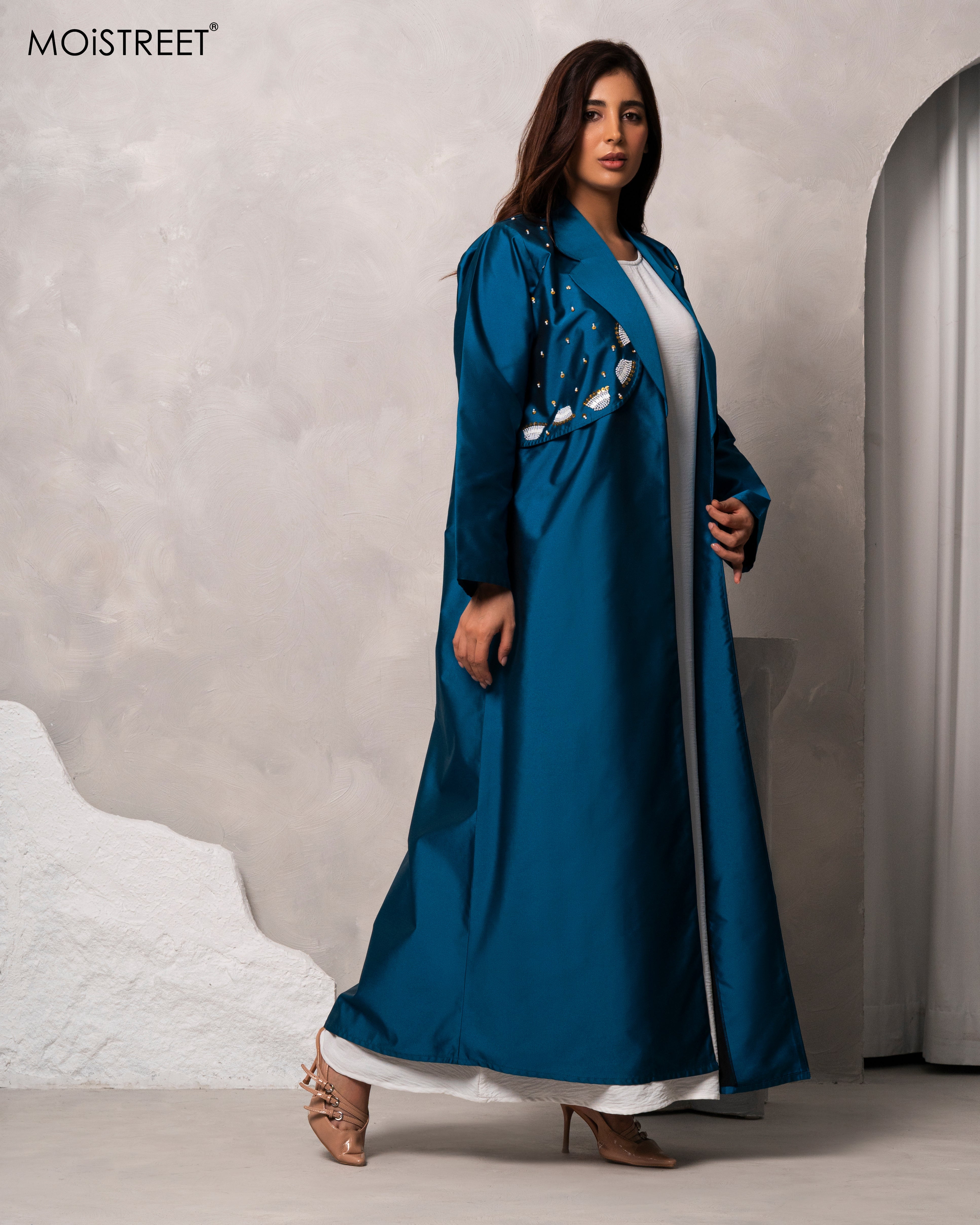 MOiSTREET Handmade Victoria Satin Tiffany Abaya