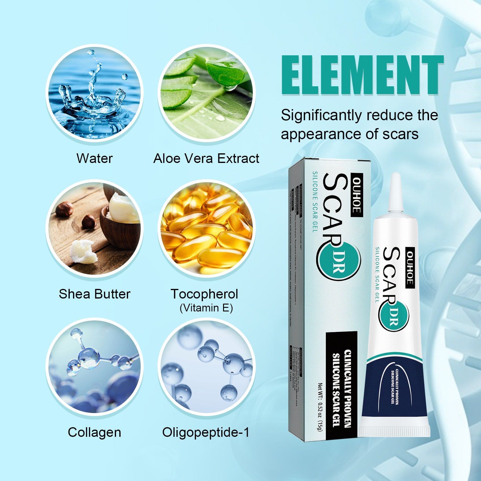 Clinically Proven Scar Care Gel, Fade Scars, Reduce Scar Formation, Smooth Skin ,15g