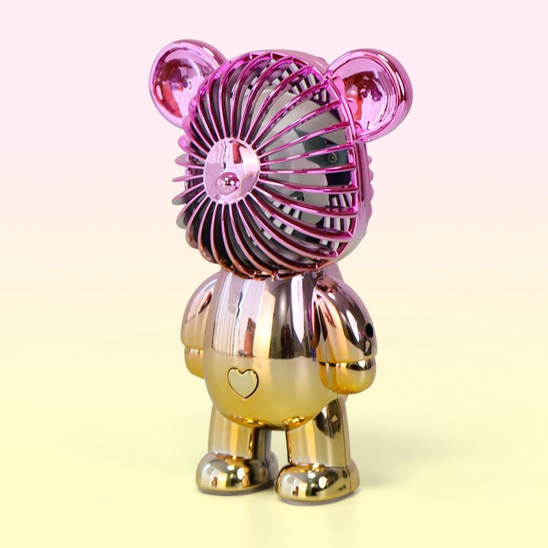 Colorful Bear Fan Gradient Electroplating Bear Electric Fan Portable Fan