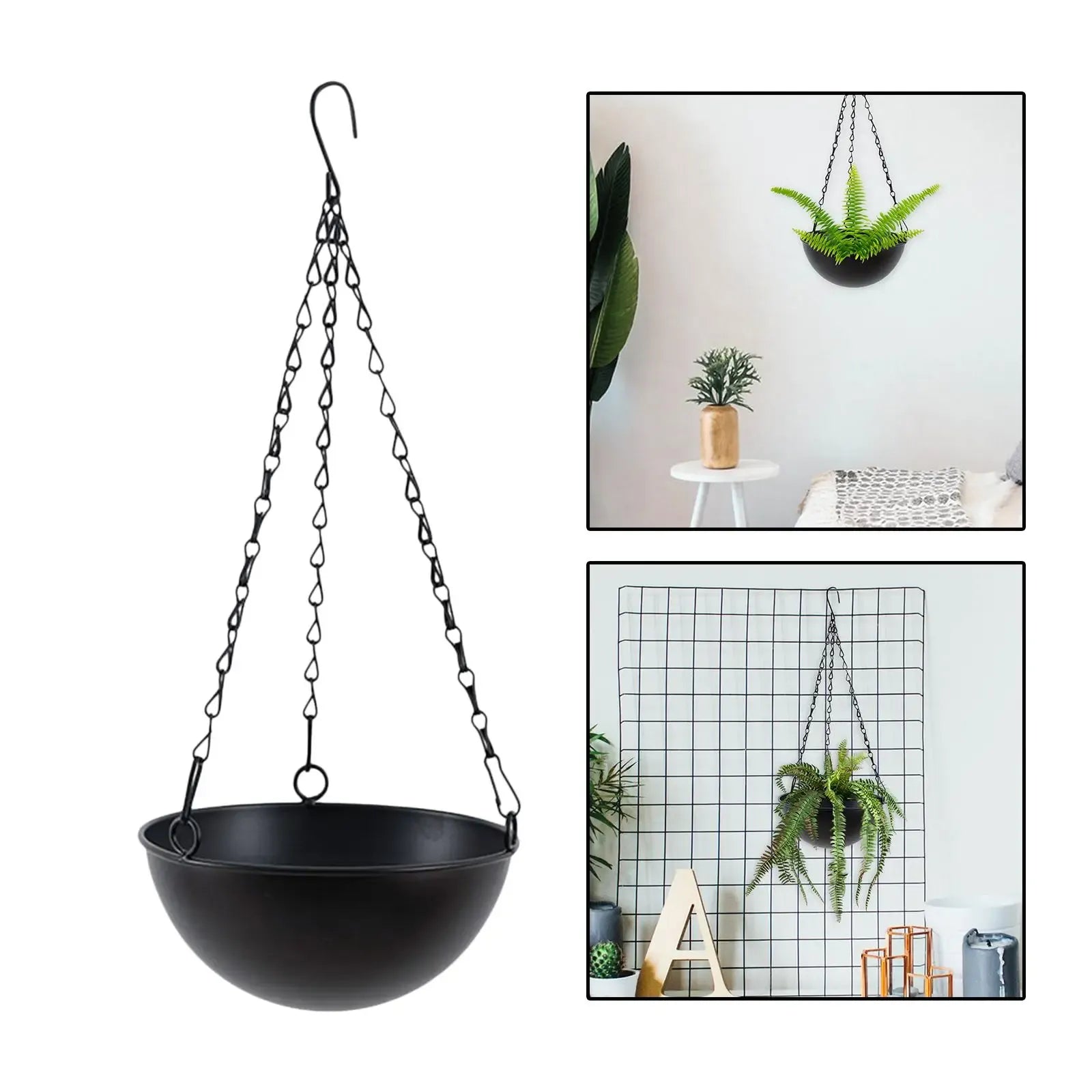 Hanging Flower Pot Decor Display Container Iron Flower Basket for Balcony Succulent Indoor