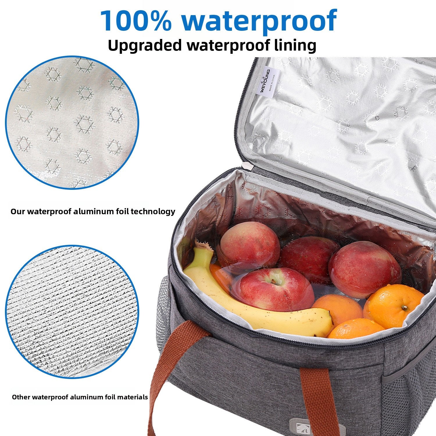 Large Insulated Lunch Bag Waterproof Oxford Thermal Food Storage Tote with Carry Handles