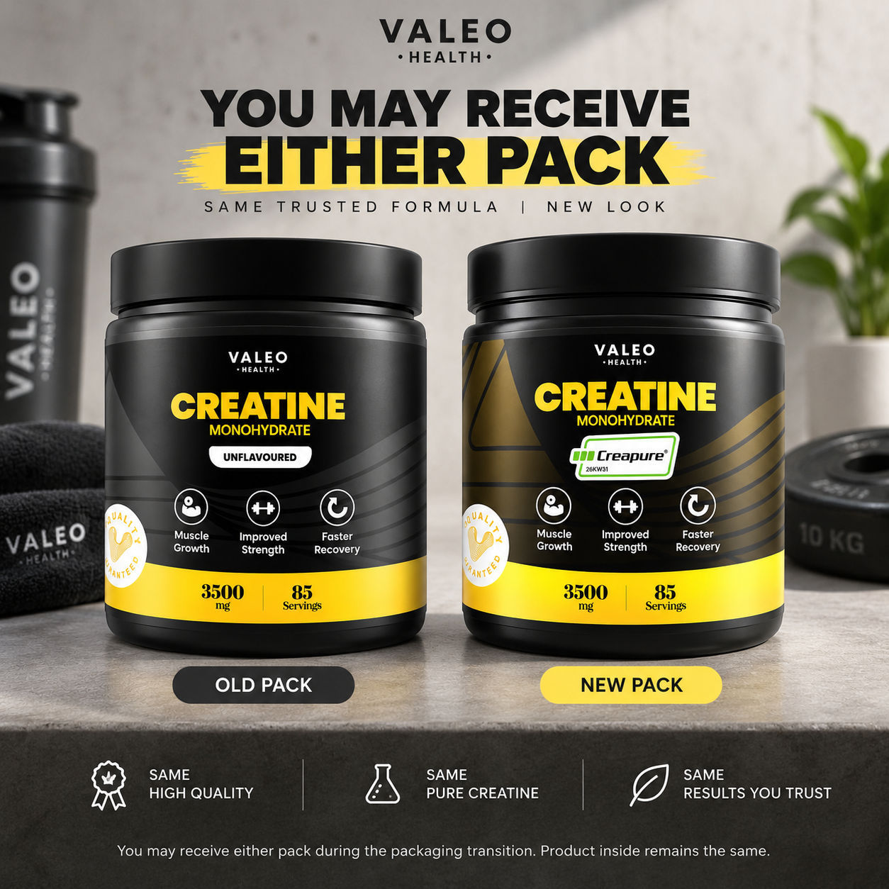 Valeo Creatine Monohydrate Powder 300g, 85 Servings