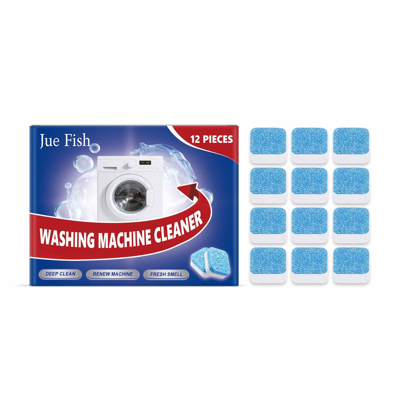 Deep Clean Washing Machine Tub Tablets, Household Cleaning, Odor Removal, Easy & Non-Corrosive ,12pcs