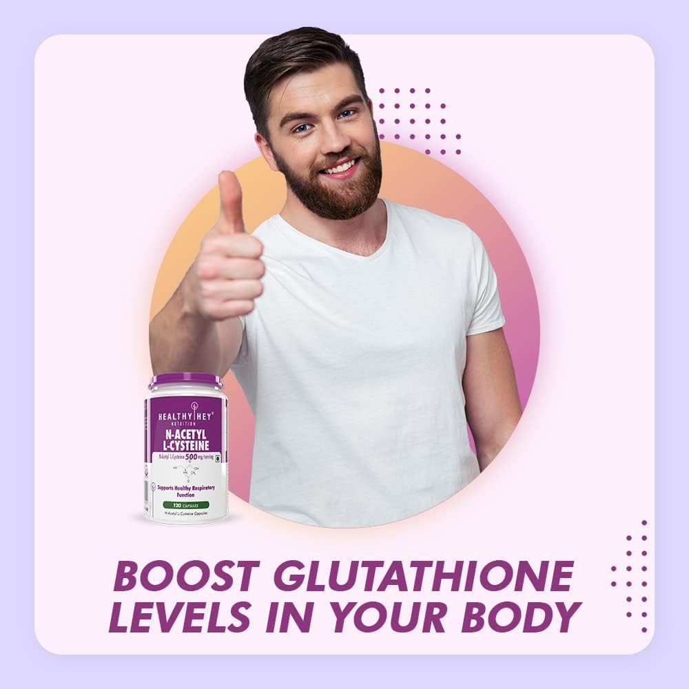 HealthyHey N-Acetyl L-Cysteine (NAC) - Non-GMO - Gluten Free - 500mg - 120 Veg. Capsules