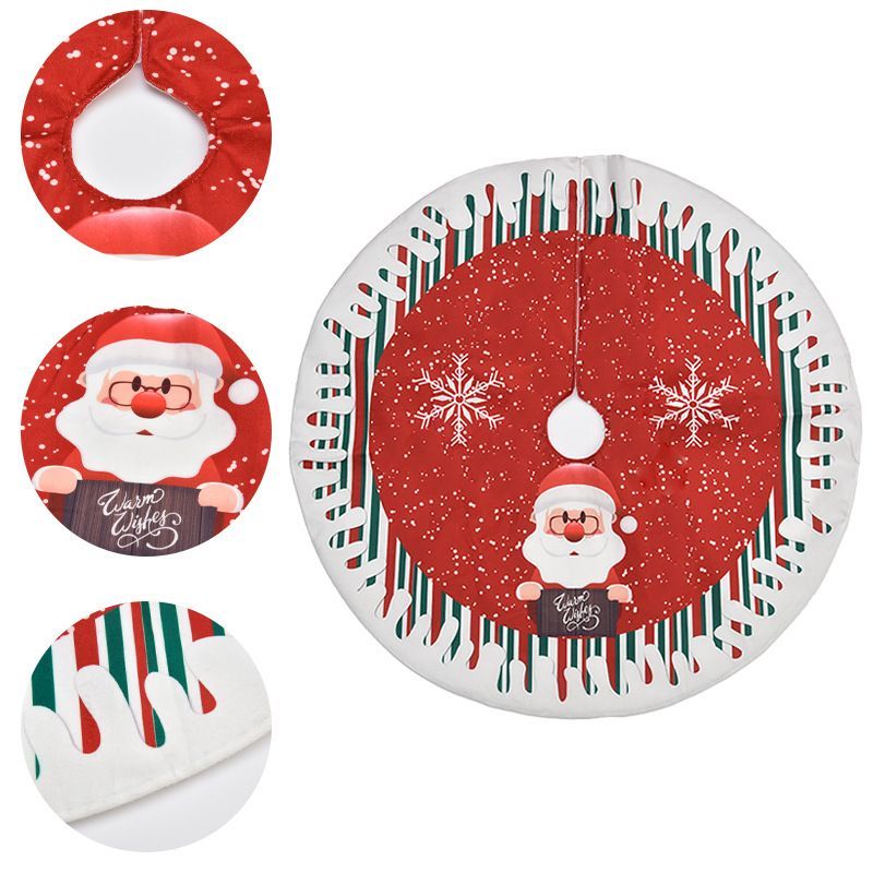 Christmas Tree Skirt Elk Santa Snowman Pattern Tree Mat Xmas Home Party Decoration
