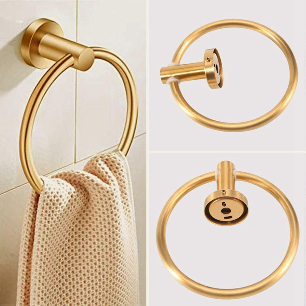 Bathroom Hardware Accessories Set 3-piece Gold Brushed Bathroom Hardware Sets Modern Towel Ring Rob