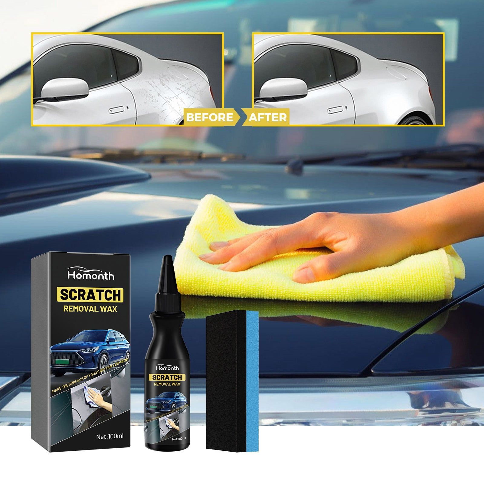 Car Scratch Repair Cream, Fast Paint Touch Up, Car Care, Shine & Restore ,1set