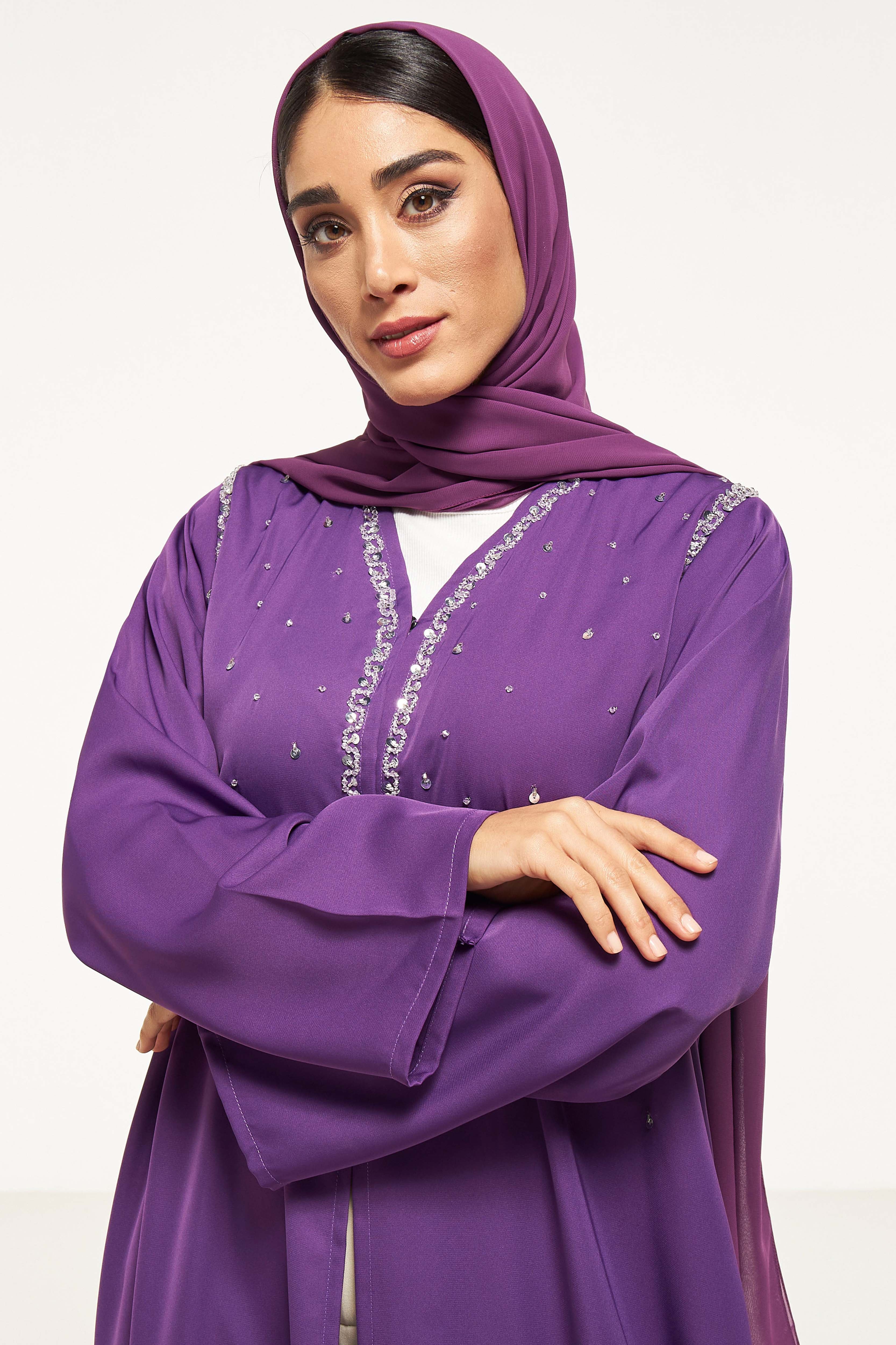 MOiSTREET Embellished Abaya with Sheila
