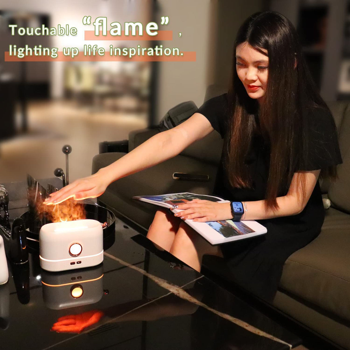 Aroma Diffuser For Essential Oils Color Changing Flame Air Humidifier For Home Office
