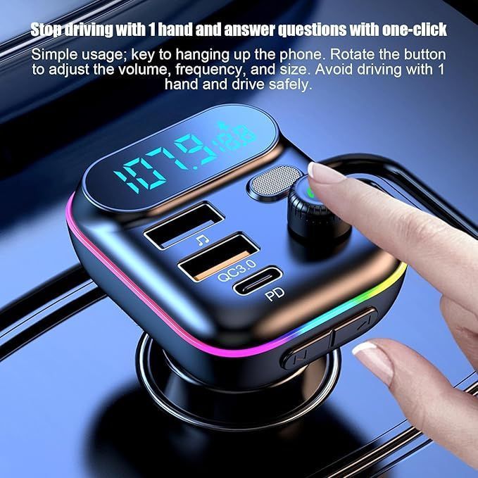 Car Bluetooth Transmitter Hands Free Phone Calls Mp3 Audio Music Stereo Adapter