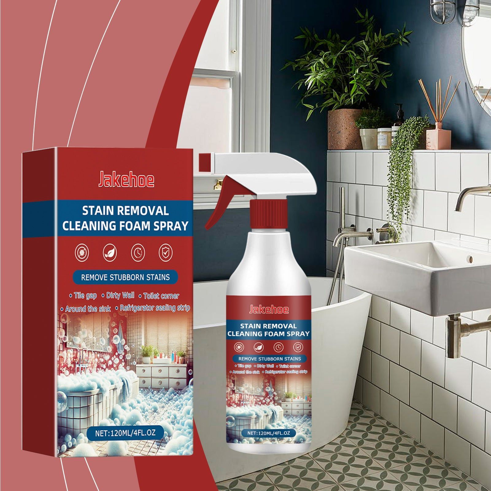 Bathroom Foam Cleaner, Deep Stain Removal, Odor Elimination, Freshen Your Space ,120ml