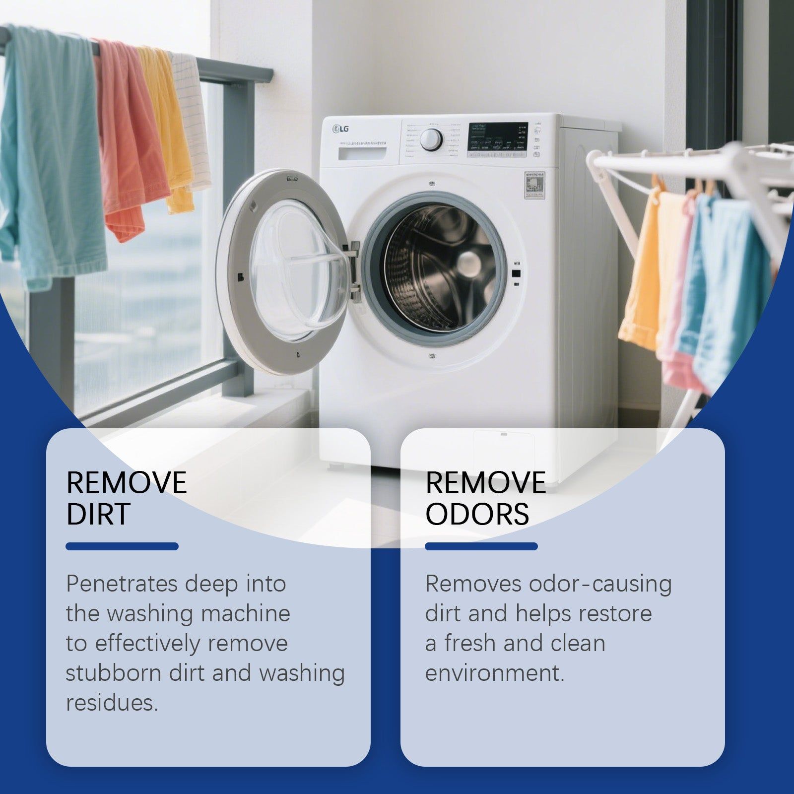 Deep Clean Washing Machine Tub Tablets, Household Cleaning, Odor Removal, Easy & Non-Corrosive ,12pcs