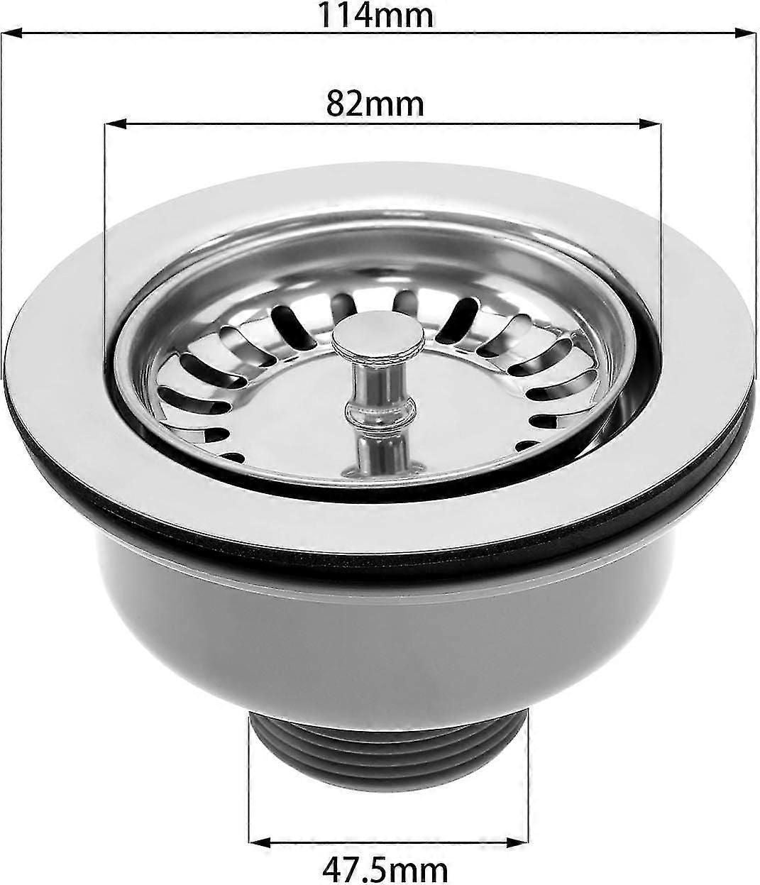 Sink Collection 114mm Stainless Steel Kitchen Sink Basket Strainer Plug Drain Pipe Suitable For 83-90mm Sink Diameter Kitchen Sink Accessories