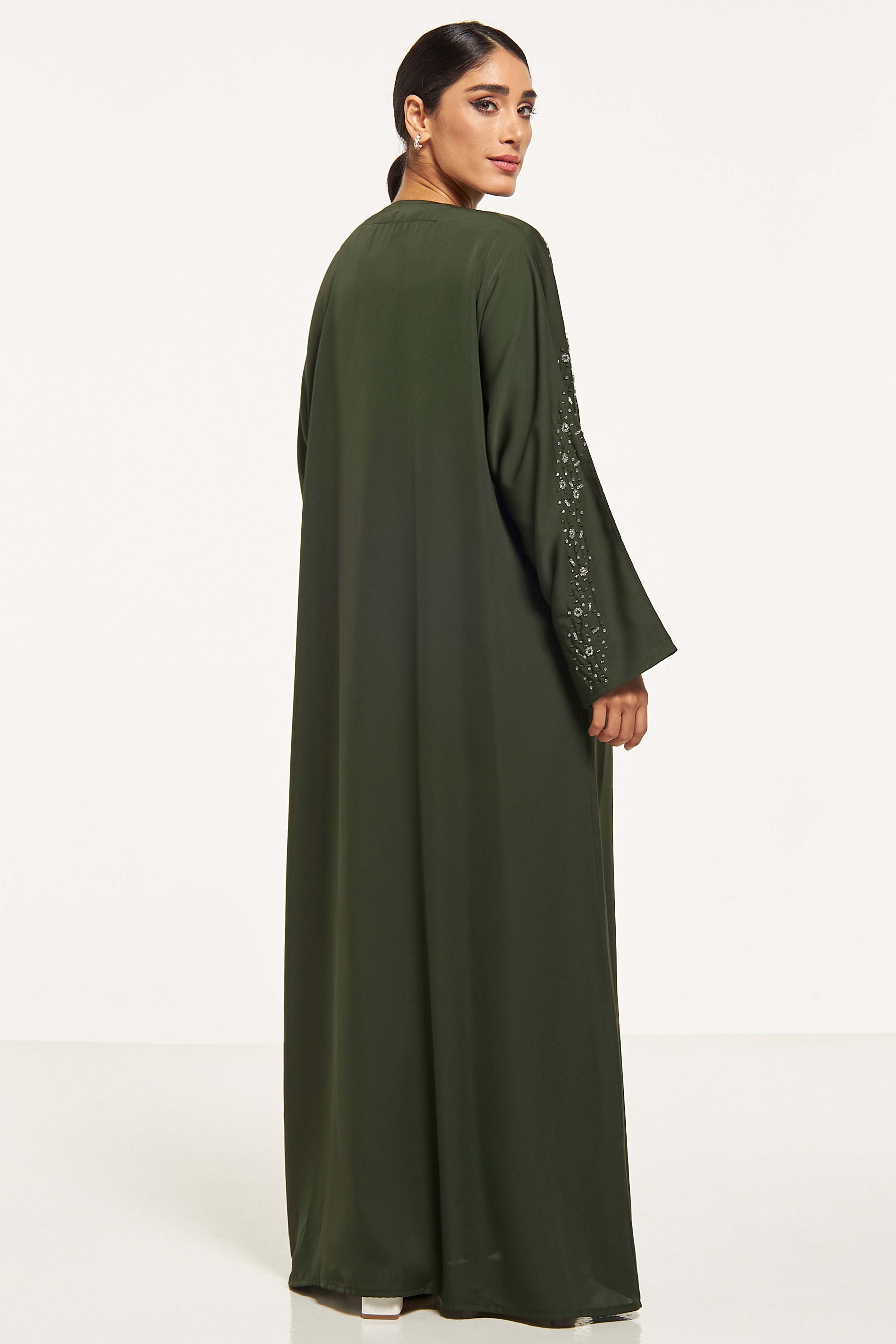 MOiSTREET Embellished Abaya with Sheila