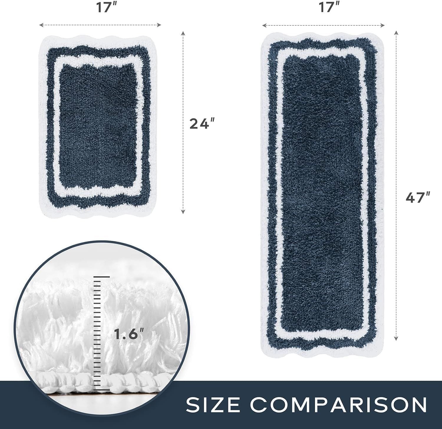 AIESY® Set of 2 Beautiful Luxury Rectangle Quick Dry Bath Mat