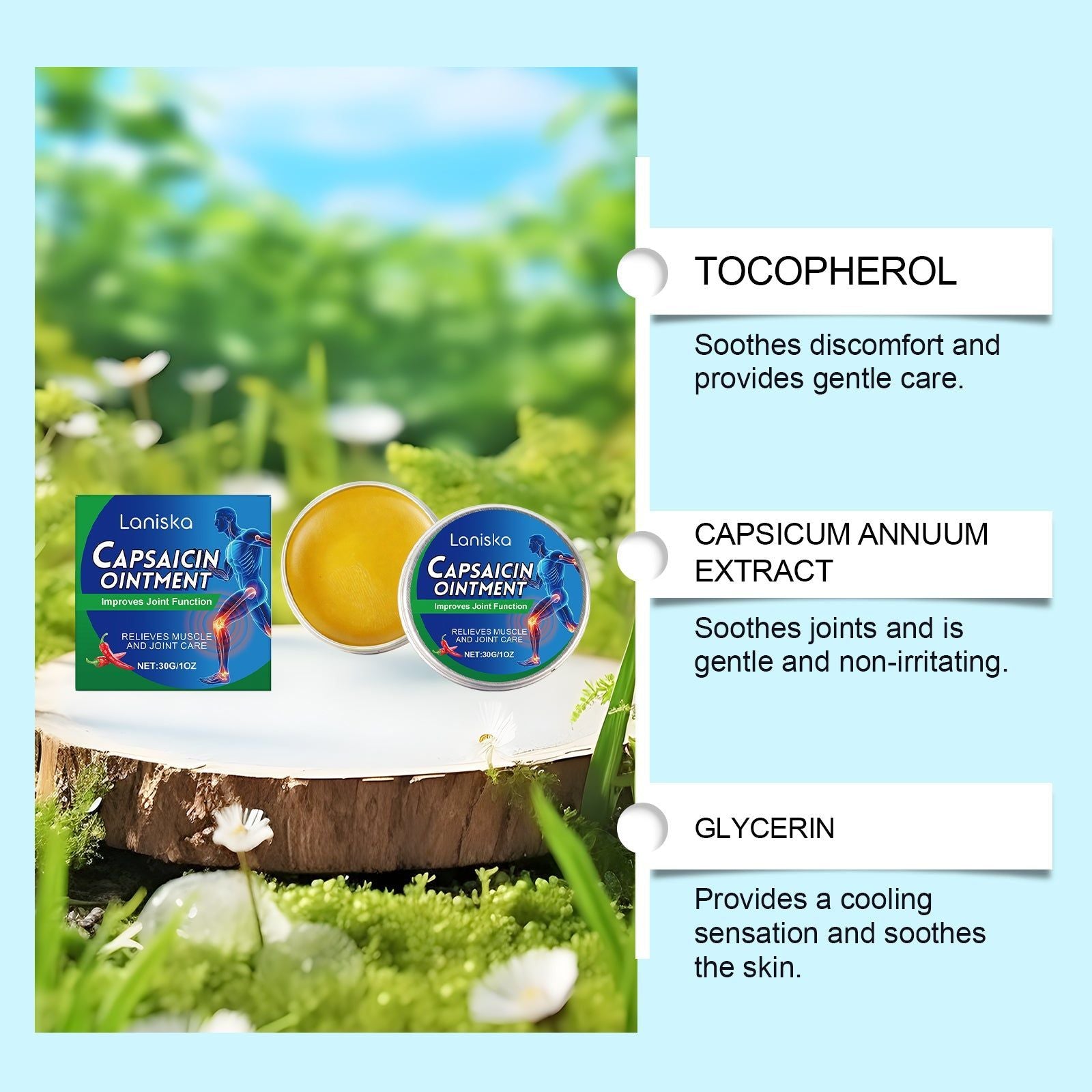 Joint Care Cream, Relieve Pain, Improve Flexibility, Gentle Formula, Daily Massage ,30g