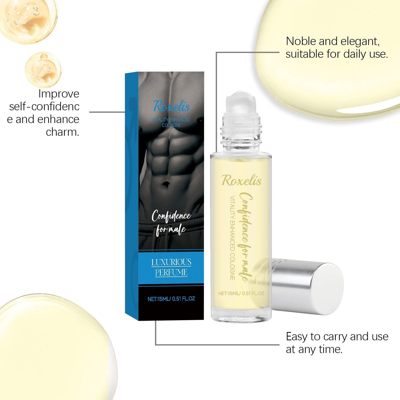 Charm Cologne for Men, Fresh Long-Lasting Perfume, Elegant Fragrance ,15ml