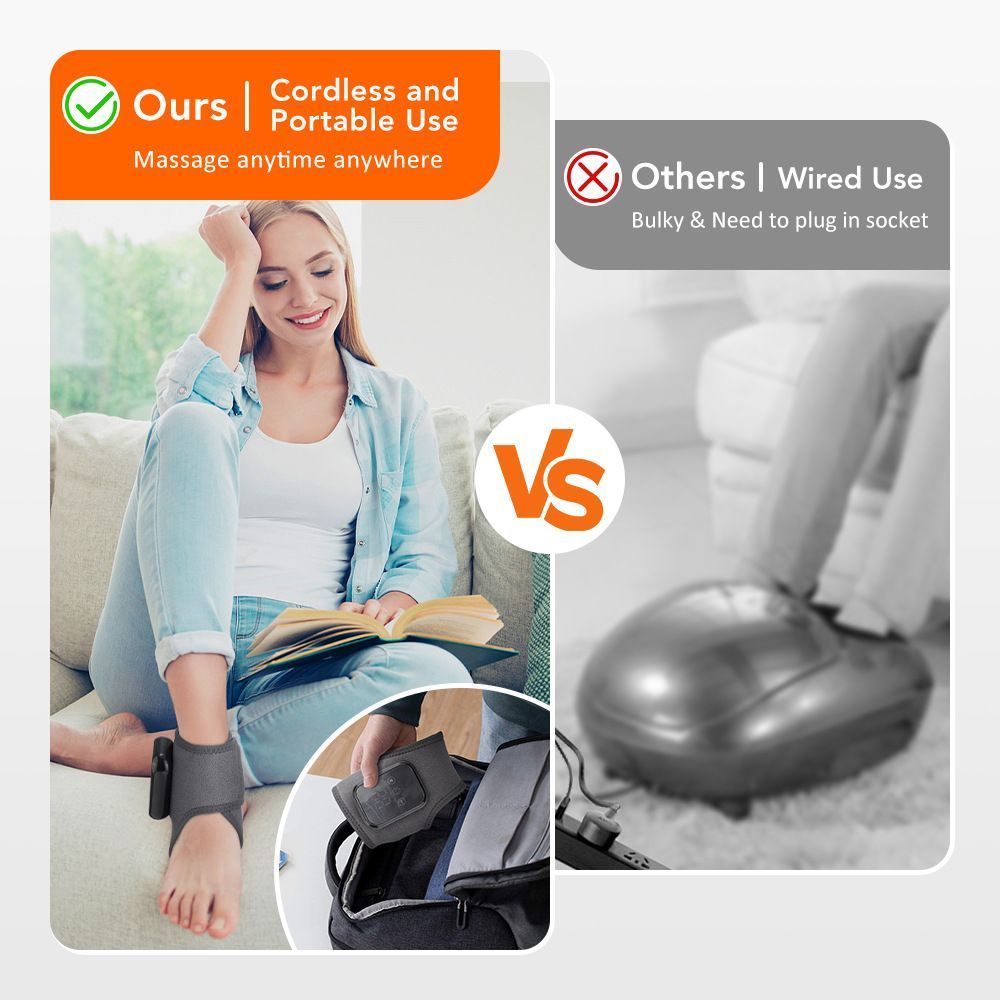 Electric Foot Ankle Massager Brace Pain Relief Vibration Hot Compress Therapy