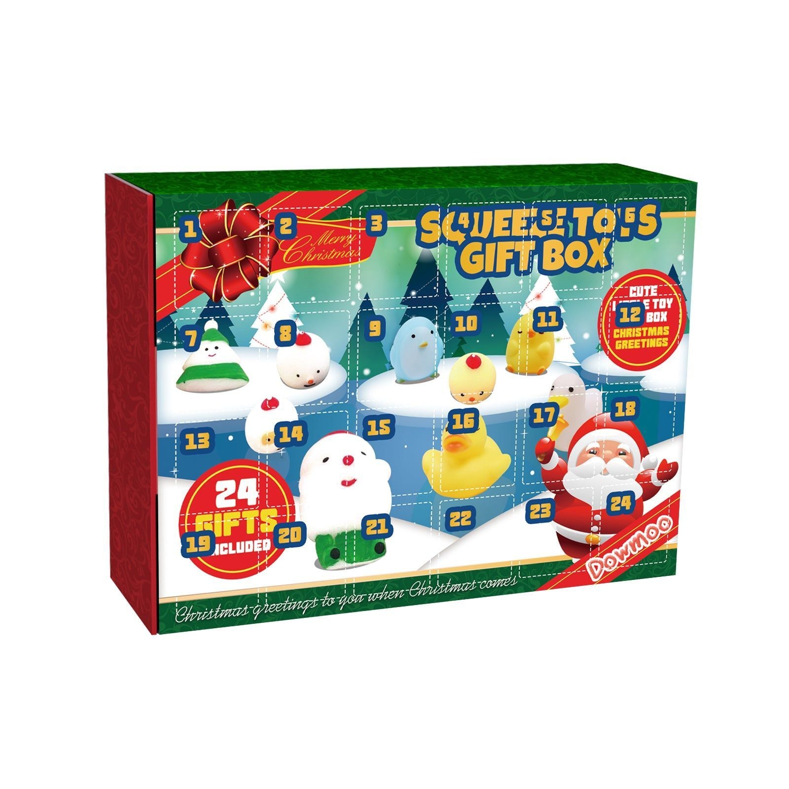 Christmas Stress Relief Pinch Gift Box, 24-Cell Countdown Blind Box, Fun Cartoon Toy ,24grid
