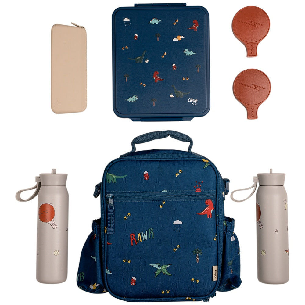 Citron Insulated Lunchbag Backpack - Blue Dino