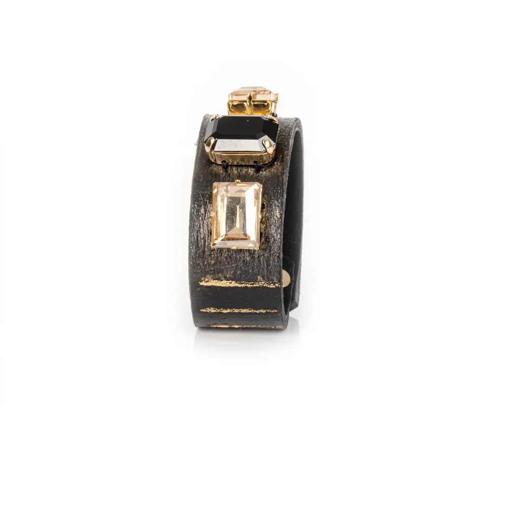 The Dark Noir Ascendant Crystal Leather Cuff