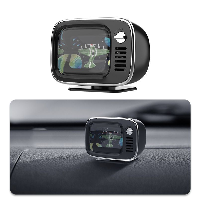 Retro TV Shape Car Perfume Solar Powered Car Aromatherapy Decorative Ornament