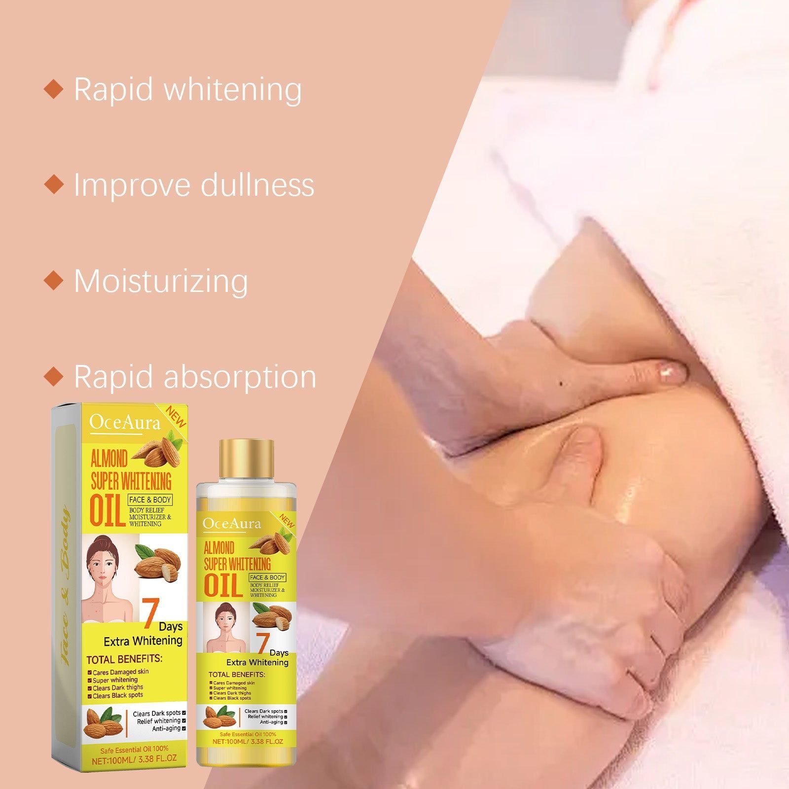 Body Essential Oil, Clear and Bright Skin, Moisturizing, Brightening, Soothing ,100ml